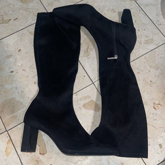 NWT ZARA BLACK KNEE HIGH SUEDE BOOTS - Picture 6 of 14